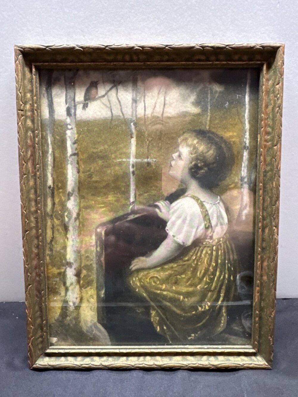 Spring Song Simon Glücklich Framed Print Birch Forest Girl Songbird Vintage Art